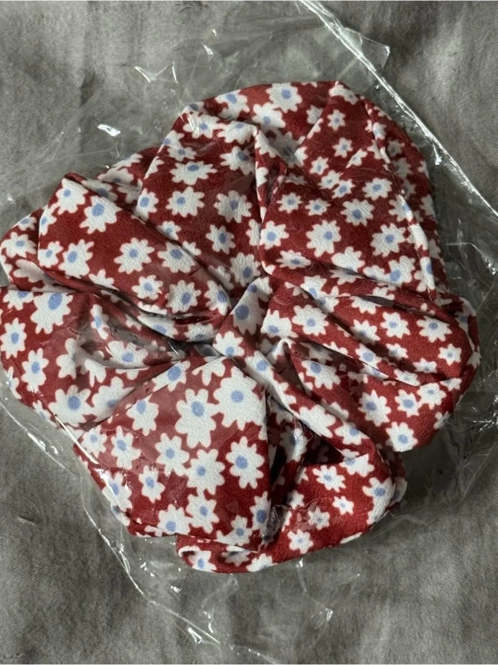Floral Red Scrunchie Hair Accessory